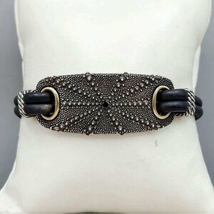 David Yurman Sea Urchin ID Bracelet With Black Diamond And Gold